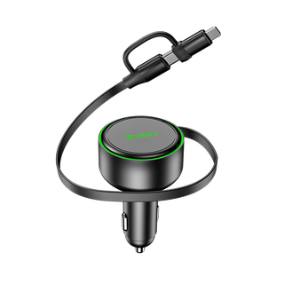 360车载充电器超级快充自带伸缩线 PD30W点烟器一拖二转换器 适用华为苹果小米