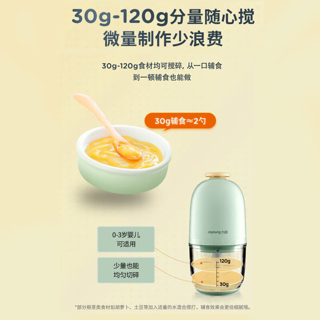 九阳 婴儿辅食机 小型多功能打泥搅拌机宝料理机 家用迷你绞馅碎肉机高S3-LA166