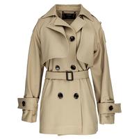 经典复古卡其色系带风衣时髦精小个子短款女士外套2025春季