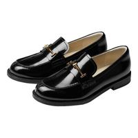 73hours 女鞋2024年春季新款一脚蹬增高英伦风厚底乐福鞋女小皮鞋-/