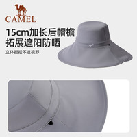 CAMEL骆驼双面防晒渔夫帽女防紫外线upf50+大帽檐遮阳帽子575BAPY052 冷月灰/奶白