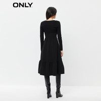 ONLY秋冬气质针织套装长袖荷叶裙显瘦连衣裙女|123307025 H1Z  黑色 2XL 180/96A
