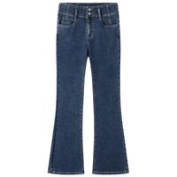 森马森柔牛仔牛仔裤女喇叭裤24冬抓毛拖地裤109724124002 26 牛仔蓝黑88501