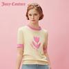 Juicy Couture 橘滋 粉红郁金撞色logo图案提花女式针织衫