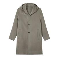 卡宾男装毛呢大衣连帽秋冬款保暖长外套简约气质通勤A 果灰色38 M (170) 48