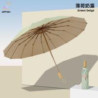 天玮伞业 天玮16骨太阳遮阳伞防晒防紫外线双人女晴雨两用伞大号黑胶抗风暴