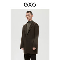 GXG男装 自然纹理系列深绿色简约长大衣 2022年冬季 深绿色1 2XL