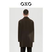 GXG男装 自然纹理系列深绿色简约长大衣 2022年冬季 深绿色1 S