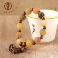 今夕十八籽手串十八子18子星月白玉金刚菩提佛珠文玩手链男女士 有钱花菩提手串【绿檀款】