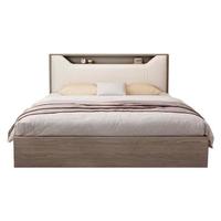 庄闲和实木床简约现代主卧家用1.5单人床出租房用1.8米榻榻米软包双人床 橡木灰色单床【满铺款】 1.5*2米【前30名抢】