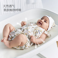 DOMIAMIA婴儿包屁衣夏季无袖背心新生儿亲肤婴儿三角衣女宝宝衣服 奥斯花港 80cm