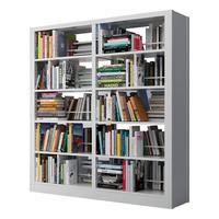 炎恩图书馆钢制书架家用落地简易小书架学校图书馆书架资料架展示架 2.4米高灰白七层主架（0.8米宽）