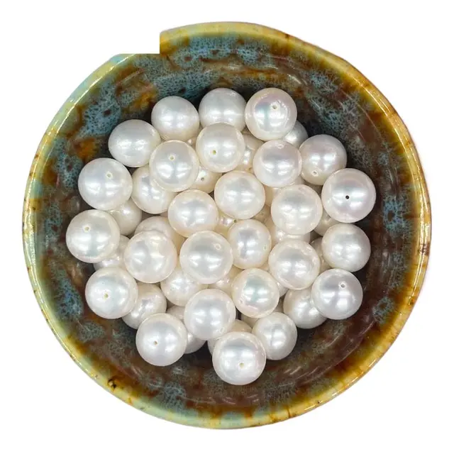 浪典天然淡水珍珠散珠称斤正圆形diy手工项链手链毛衣链强光裸珠 近圆接近无瑕强光10颗 5-6mm