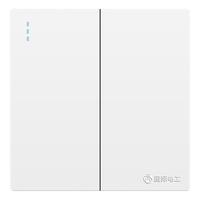 国际电工 开关插座面板86型暗装墙壁电源二三插带开关奶油风纯白色无框大板 二开单控