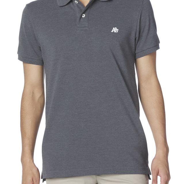 移动专享、移动端：AÉROPOSTALE AEROPOSTALE 男式 polo衫 polo 有领 短袖 标准版型 Charcoal Heather Grey Large