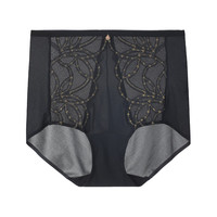 安莉芳2025拼接蕾丝高腰平角裤舒适女士舒适包臀内裤E2W1009 曜石黑BLK 1条 XL