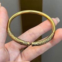 福典丰如意金箍棒黄金手镯女款999足金开口手镯古法金复古黑金手环男士 32.88克
