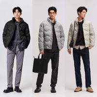 森马超级植物系列羽绒服男冬季无绗线轻薄款外套印花立领简约百搭