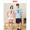 SPAOSP舒适简约纯棉短袖T恤男女2025夏季百搭风上衣SPDX25SD01XY 浅绿#品尝热狗 M