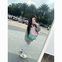 猫贝乐 书包绿色双肩包可爱撞色包包女生大学生ins简约风小众背包