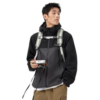 骆驼 户外单层冲锋衣男女防水夹克外套2025单冲登山服装 单冲-墨灰/幻影黑，男 XL