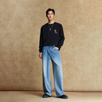 杰克·琼斯（JACK&JONES）25年男装秋季BSQ联名长袖T恤男宽松休闲纯棉圆领打底衫225302002 E40黑色 常规 3XL （195）