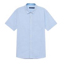 NAUTICA 男装春夏全棉格纹柔软舒适休闲短袖衬衫男WE4103 浅蓝色42T L