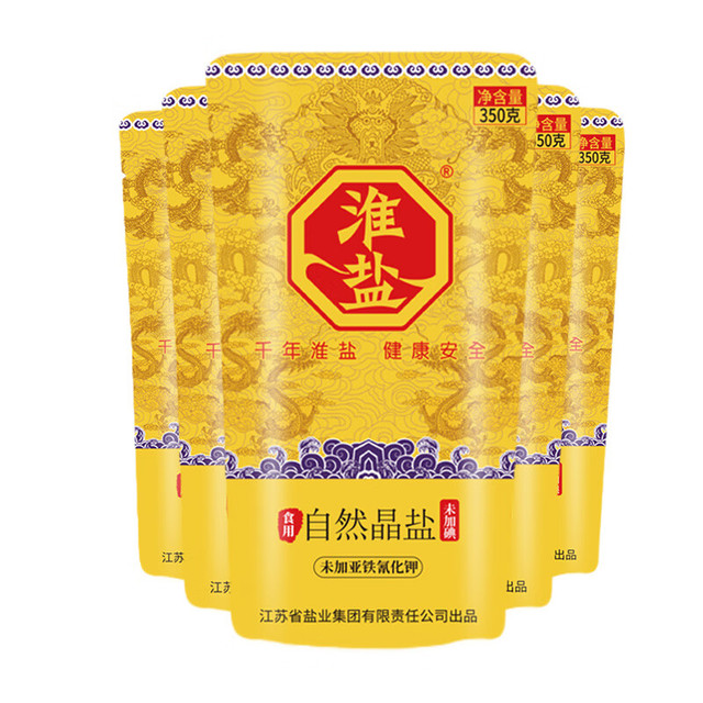 大清淮盐 淮盐 自然晶盐未加碘 350g*5袋