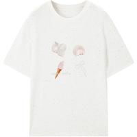 乐町夏季冰激凌印花短袖女装25年夏季新款彩点纱上衣圆领宽松T恤 (现货)