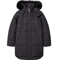 卡宾男装长款羽绒服秋冬款90白鸭绒鸭绒大衣外套保暖 煤黑色01 XL /180/52