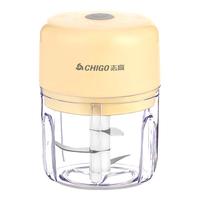 志高(CHIGO) 蒜泥捣蒜器电动搅蒜器绞蒜蓉拉蒜家用大蒜末绞肉机打蒜器婴儿宝宝无线辅食机料理机 黄色透明塑料碗双叶刀 0.15L