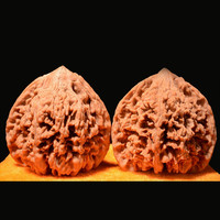 彩荷 文玩核桃麻核桃狮子头四座楼官帽白狮子把玩核桃手把件送男士 满天星(约39-40mm)