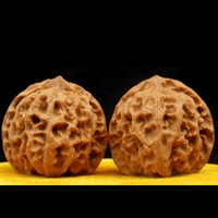 彩荷 文玩核桃麻核桃狮子头四座楼官帽白狮子把玩核桃手把件送男士 苹果园狮子头(约41-42mm)