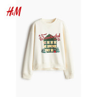 H&M女装卫衣夏季印花图案卫衣1244785 奶油色/米奇老鼠 170/116 XL