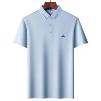 富铤(FORTEI)【珠地吸湿透气】短袖POLO衫男夏季轻薄中年男士翻领休闲T恤衫男 XL 52(180/96A) 浅蓝