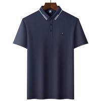 富铤(FORTEI)【珠地吸湿透气】短袖POLO衫男夏季轻薄中年男士翻领休闲T恤衫男 3XL 56(190/104A) 藏青