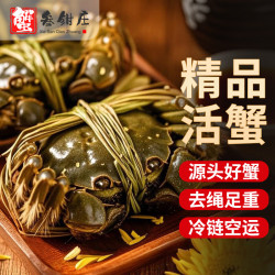 蟹叁钳庄 去绳足重、死蟹包赔：自营现货大闸蟹去绳足重1.8-2.1两 10只礼盒装