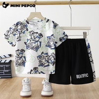 小猪班纳男女童夏季套装速干衣冰丝韩版休闲运动服球服短袖短裤童装 2204套装背影熊 150 cm 【身高130-140】