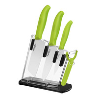 美瓷 陶瓷刀具五件套装 厨具套装全套 菜刀 厨师刀 瓜果刀（绿色）TE04F