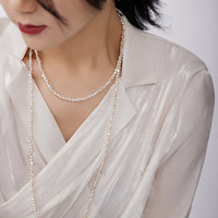 曲美思S925银巴洛克珍珠项链小粒异形珍珠颈链高端叠戴长款毛衣链女 长款