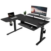 赛途电动升降电脑桌1.6米左L型转角办公两用升降电脑桌子黑色 左L电动升降桌【黑色】