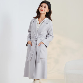 金菊特价羊绒羊毛双面呢外套新年红品时尚秋冬中长女式呢大衣