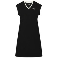 FILA 斐乐女子针织连衣裙2025夏时尚休闲基础凉感V领裙子