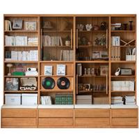 源氏木语实木卡座书柜书房复古风组合家用收纳柜 0.8m书柜高2.17m(开放格)