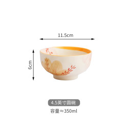 WUXIN 花辰月夕 HJYTW-01 4.5英寸石纹圆碗 陶瓷碗 颜色分类：花辰月夕-4.5英寸石纹圆碗
