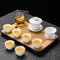 祥业 羊脂玉瓷功夫茶具套装家用高档轻奢喝茶盖碗茶杯泡茶会客专用整套