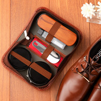 仟居佳 马毛刷真皮保养油 黑白皮鞋油补色鞋油套装 无色皮革护理 7件套