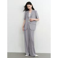 2024夏季女装气质干练单排扣翻领一手长短袖西装外套