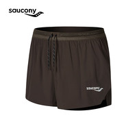 Saucony索康尼男子运动训练透气双层短裤 泥土色CO021 S