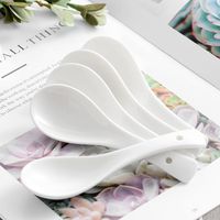 玥享 陶瓷小勺子饭勺汤勺 白色调羹小汤匙餐勺 家用商用酒店餐厅粥勺 1个